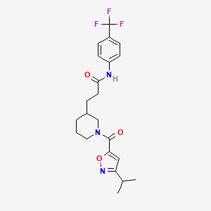 molecular formula C22H26F3N3O3 B4530437 3-{1-[(3-isopropyl-5-isoxazolyl)carbonyl]-3-piperidinyl}-N-[4-(trifluoromethyl)phenyl]propanamide 