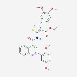 molecular formula C33H30N2O7S B453045 Ethyl 4-(3,4-dimethoxyphenyl)-2-({[2-(2,5-dimethoxyphenyl)-4-quinolinyl]carbonyl}amino)-3-thiophenecarboxylate 
