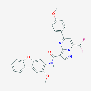 molecular formula C28H20F2N4O4 B453046 7-(difluoromethyl)-N-(2-methoxydibenzo[b,d]furan-3-yl)-5-(4-methoxyphenyl)pyrazolo[1,5-a]pyrimidine-3-carboxamide 