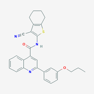 molecular formula C28H25N3O2S B453047 N-(3-cyano-4,5,6,7-tetrahydro-1-benzothiophen-2-yl)-2-(3-propoxyphenyl)quinoline-4-carboxamide 