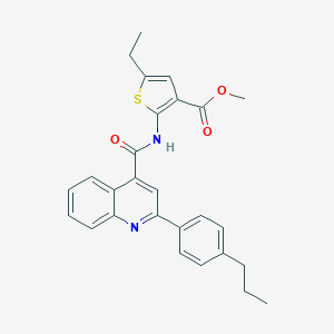 molecular formula C27H26N2O3S B453048 Methyl 5-ethyl-2-({[2-(4-propylphenyl)-4-quinolinyl]carbonyl}amino)-3-thiophenecarboxylate 