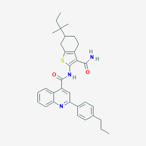 molecular formula C33H37N3O2S B453049 N-[3-carbamoyl-6-(2-methylbutan-2-yl)-4,5,6,7-tetrahydro-1-benzothiophen-2-yl]-2-(4-propylphenyl)quinoline-4-carboxamide 