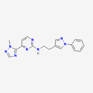 molecular formula C18H18N8 B4530502 4-(1-methyl-1H-1,2,4-triazol-5-yl)-N-[2-(1-phenyl-1H-pyrazol-4-yl)ethyl]pyrimidin-2-amine 