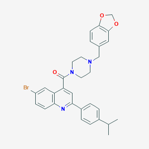 molecular formula C31H30BrN3O3 B453051 [4-(1,3-Benzodioxol-5-ylmethyl)piperazin-1-yl]{6-bromo-2-[4-(propan-2-yl)phenyl]quinolin-4-yl}methanone 