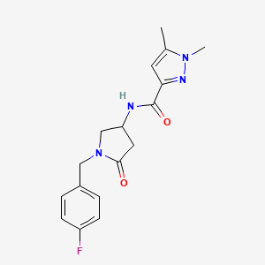 molecular formula C17H19FN4O2 B4530519 N-[1-(4-fluorobenzyl)-5-oxo-3-pyrrolidinyl]-1,5-dimethyl-1H-pyrazole-3-carboxamide 