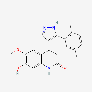 molecular formula C21H21N3O3 B4530538 4-[3-(2,5-dimethylphenyl)-1H-pyrazol-4-yl]-7-hydroxy-6-methoxy-3,4-dihydroquinolin-2(1H)-one 