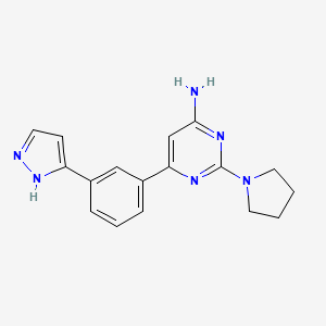 6-[3-(1H-pyrazol-3-yl)phenyl]-2-(1-pyrrolidinyl)-4-pyrimidinamine