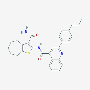 molecular formula C29H29N3O2S B453061 N-(3-carbamoyl-5,6,7,8-tetrahydro-4H-cyclohepta[b]thiophen-2-yl)-2-(4-propylphenyl)quinoline-4-carboxamide 