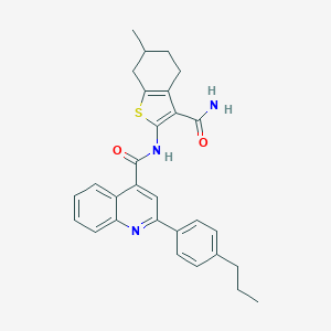 molecular formula C29H29N3O2S B453063 N-(3-carbamoyl-6-methyl-4,5,6,7-tetrahydro-1-benzothiophen-2-yl)-2-(4-propylphenyl)quinoline-4-carboxamide 