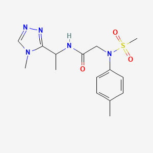 molecular formula C15H21N5O3S B4530655 2-[(4-methylphenyl)(methylsulfonyl)amino]-N-[1-(4-methyl-4H-1,2,4-triazol-3-yl)ethyl]acetamide 