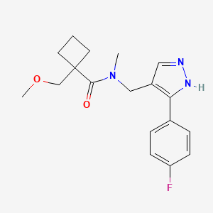 molecular formula C18H22FN3O2 B4530741 N-{[5-(4-fluorophenyl)-1H-pyrazol-4-yl]methyl}-1-(methoxymethyl)-N-methylcyclobutanecarboxamide 