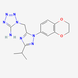 molecular formula C15H18N8O2 B4530749 1-{[1-(2,3-dihydro-1,4-benzodioxin-6-yl)-3-isopropyl-1H-1,2,4-triazol-5-yl]methyl}-1H-tetrazol-5-amine 