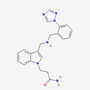 molecular formula C21H22N6O B4530752 3-[3-({[2-(1H-1,2,4-triazol-1-yl)benzyl]amino}methyl)-1H-indol-1-yl]propanamide 