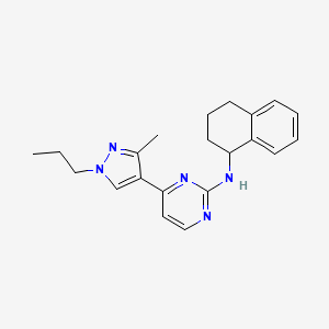 molecular formula C21H25N5 B4530776 4-(3-methyl-1-propyl-1H-pyrazol-4-yl)-N-(1,2,3,4-tetrahydronaphthalen-1-yl)pyrimidin-2-amine 