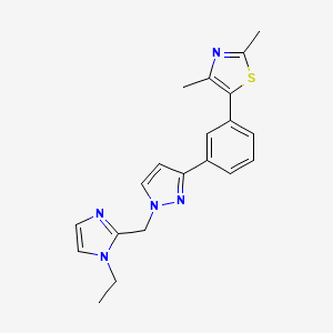 molecular formula C20H21N5S B4530795 5-(3-{1-[(1-ethyl-1H-imidazol-2-yl)methyl]-1H-pyrazol-3-yl}phenyl)-2,4-dimethyl-1,3-thiazole 