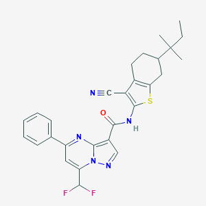 N-[3-cyano-6-(2-methylbutan-2-yl)-4,5,6,7-tetrahydro-1-benzothiophen-2-yl]-7-(difluoromethyl)-5-phenylpyrazolo[1,5-a]pyrimidine-3-carboxamide