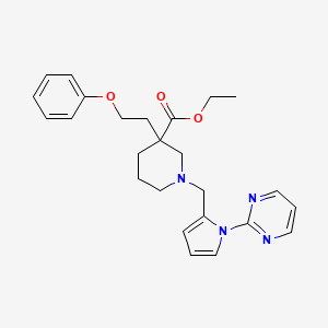 ethyl 3-(2-phenoxyethyl)-1-{[1-(2-pyrimidinyl)-1H-pyrrol-2-yl]methyl}-3-piperidinecarboxylate