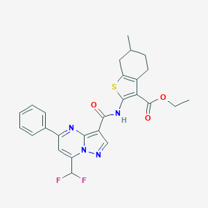 Ethyl 2-({[7-(difluoromethyl)-5-phenylpyrazolo[1,5-a]pyrimidin-3-yl]carbonyl}amino)-6-methyl-4,5,6,7-tetrahydro-1-benzothiophene-3-carboxylate