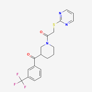 molecular formula C19H18F3N3O2S B4530991 {1-[(2-pyrimidinylthio)acetyl]-3-piperidinyl}[3-(trifluoromethyl)phenyl]methanone 