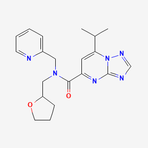 molecular formula C20H24N6O2 B4531007 7-isopropyl-N-(pyridin-2-ylmethyl)-N-(tetrahydrofuran-2-ylmethyl)[1,2,4]triazolo[1,5-a]pyrimidine-5-carboxamide 