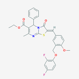 molecular formula C31H26F2N2O5S B453102 ethyl 2-{3-[(2,4-difluorophenoxy)methyl]-4-methoxybenzylidene}-7-methyl-3-oxo-5-phenyl-2,3-dihydro-5H-[1,3]thiazolo[3,2-a]pyrimidine-6-carboxylate 