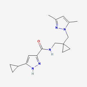 molecular formula C17H23N5O B4531084 3-cyclopropyl-N-({1-[(3,5-dimethyl-1H-pyrazol-1-yl)methyl]cyclopropyl}methyl)-1H-pyrazole-5-carboxamide 