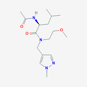 molecular formula C16H28N4O3 B4531195 (2S)-2-(acetylamino)-N-(2-methoxyethyl)-4-methyl-N-[(1-methyl-1H-pyrazol-4-yl)methyl]pentanamide 