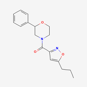 molecular formula C17H20N2O3 B4531215 2-phenyl-4-[(5-propyl-3-isoxazolyl)carbonyl]morpholine 