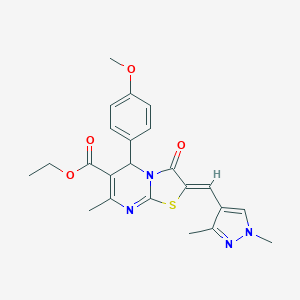 ethyl 2-[(1,3-dimethyl-1H-pyrazol-4-yl)methylene]-5-(4-methoxyphenyl)-7-methyl-3-oxo-2,3-dihydro-5H-[1,3]thiazolo[3,2-a]pyrimidine-6-carboxylate