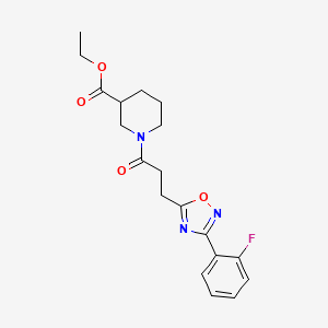 ethyl 1-{3-[3-(2-fluorophenyl)-1,2,4-oxadiazol-5-yl]propanoyl}piperidine-3-carboxylate