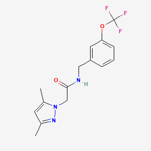 molecular formula C15H16F3N3O2 B4531277 2-(3,5-dimethyl-1H-pyrazol-1-yl)-N-[3-(trifluoromethoxy)benzyl]acetamide 