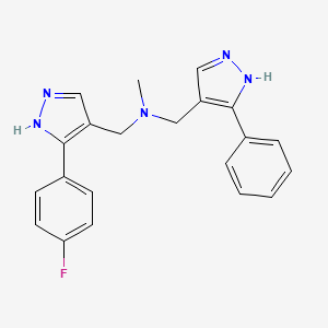 molecular formula C21H20FN5 B4531282 1-[3-(4-fluorophenyl)-1H-pyrazol-4-yl]-N-methyl-N-[(5-phenyl-1H-pyrazol-4-yl)methyl]methanamine 