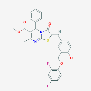 molecular formula C30H24F2N2O5S B453131 methyl 2-{3-[(2,4-difluorophenoxy)methyl]-4-methoxybenzylidene}-7-methyl-3-oxo-5-phenyl-2,3-dihydro-5H-[1,3]thiazolo[3,2-a]pyrimidine-6-carboxylate 