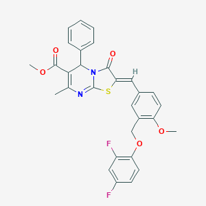 METHYL 2-((Z)-1-{3-[(2,4-DIFLUOROPHENOXY)METHYL]-4-METHOXYPHENYL}METHYLIDENE)-7-METHYL-3-OXO-5-PHENYL-5H-[1,3]THIAZOLO[3,2-A]PYRIMIDINE-6(3H)-CARBOXYLATE