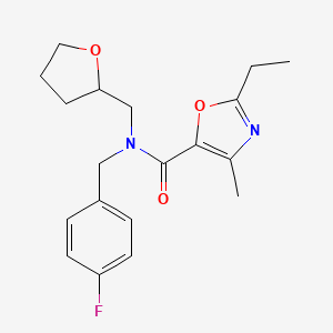 molecular formula C19H23FN2O3 B4531354 2-ethyl-N-(4-fluorobenzyl)-4-methyl-N-(tetrahydrofuran-2-ylmethyl)-1,3-oxazole-5-carboxamide 