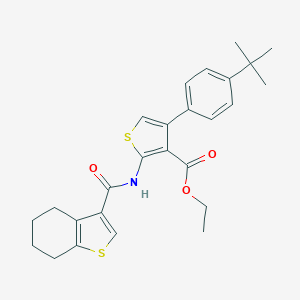 molecular formula C26H29NO3S2 B453136 Ethyl 4-(4-tert-butylphenyl)-2-[(4,5,6,7-tetrahydro-1-benzothiophen-3-ylcarbonyl)amino]thiophene-3-carboxylate 