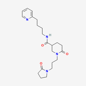 molecular formula C22H32N4O3 B4531368 6-oxo-1-[3-(2-oxo-1-pyrrolidinyl)propyl]-N-[4-(2-pyridinyl)butyl]-3-piperidinecarboxamide 