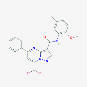molecular formula C22H18F2N4O2 B453138 7-(difluoromethyl)-N-(2-methoxy-5-methylphenyl)-5-phenylpyrazolo[1,5-a]pyrimidine-3-carboxamide 