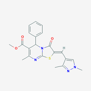 molecular formula C21H20N4O3S B453144 methyl (2Z)-2-[(1,3-dimethyl-1H-pyrazol-4-yl)methylidene]-7-methyl-3-oxo-5-phenyl-2,3-dihydro-5H-[1,3]thiazolo[3,2-a]pyrimidine-6-carboxylate 