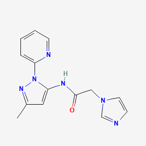 molecular formula C14H14N6O B4531451 2-(1H-imidazol-1-yl)-N-(3-methyl-1-pyridin-2-yl-1H-pyrazol-5-yl)acetamide 