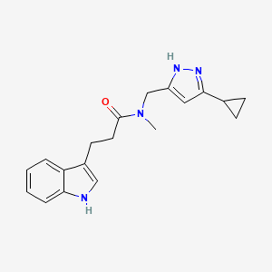 molecular formula C19H22N4O B4531467 N-[(5-cyclopropyl-1H-pyrazol-3-yl)methyl]-3-(1H-indol-3-yl)-N-methylpropanamide 