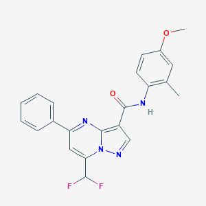 molecular formula C22H18F2N4O2 B453148 7-(difluoromethyl)-N-(4-methoxy-2-methylphenyl)-5-phenylpyrazolo[1,5-a]pyrimidine-3-carboxamide 