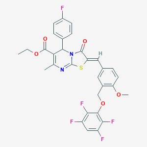 ethyl 5-(4-fluorophenyl)-2-{4-methoxy-3-[(2,3,5,6-tetrafluorophenoxy)methyl]benzylidene}-7-methyl-3-oxo-2,3-dihydro-5H-[1,3]thiazolo[3,2-a]pyrimidine-6-carboxylate