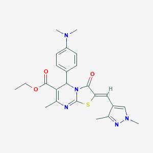 ethyl (2Z)-5-[4-(dimethylamino)phenyl]-2-[(1,3-dimethyl-1H-pyrazol-4-yl)methylidene]-7-methyl-3-oxo-2,3-dihydro-5H-[1,3]thiazolo[3,2-a]pyrimidine-6-carboxylate