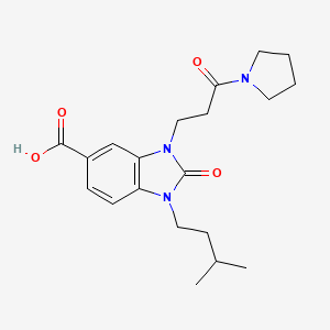 1-(3-methylbutyl)-2-oxo-3-(3-oxo-3-pyrrolidin-1-ylpropyl)-2,3-dihydro-1H-benzimidazole-5-carboxylic acid