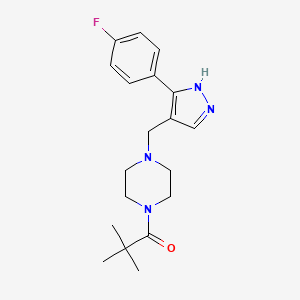 1-(2,2-dimethylpropanoyl)-4-{[3-(4-fluorophenyl)-1H-pyrazol-4-yl]methyl}piperazine