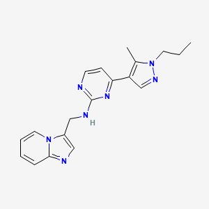 molecular formula C19H21N7 B4531576 N-(imidazo[1,2-a]pyridin-3-ylmethyl)-4-(5-methyl-1-propyl-1H-pyrazol-4-yl)-2-pyrimidinamine 