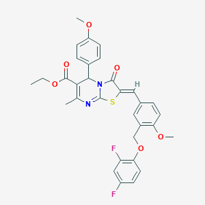 molecular formula C32H28F2N2O6S B453159 ethyl 2-{3-[(2,4-difluorophenoxy)methyl]-4-methoxybenzylidene}-5-(4-methoxyphenyl)-7-methyl-3-oxo-2,3-dihydro-5H-[1,3]thiazolo[3,2-a]pyrimidine-6-carboxylate 