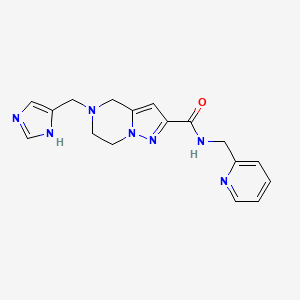 molecular formula C17H19N7O B4531629 5-(1H-imidazol-4-ylmethyl)-N-(pyridin-2-ylmethyl)-4,5,6,7-tetrahydropyrazolo[1,5-a]pyrazine-2-carboxamide 