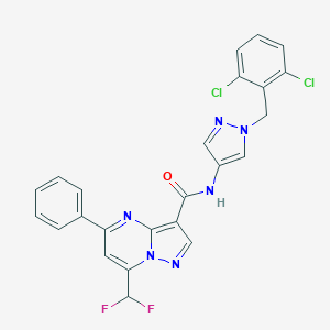 molecular formula C24H16Cl2F2N6O B453166 N-[1-(2,6-dichlorobenzyl)-1H-pyrazol-4-yl]-7-(difluoromethyl)-5-phenylpyrazolo[1,5-a]pyrimidine-3-carboxamide 